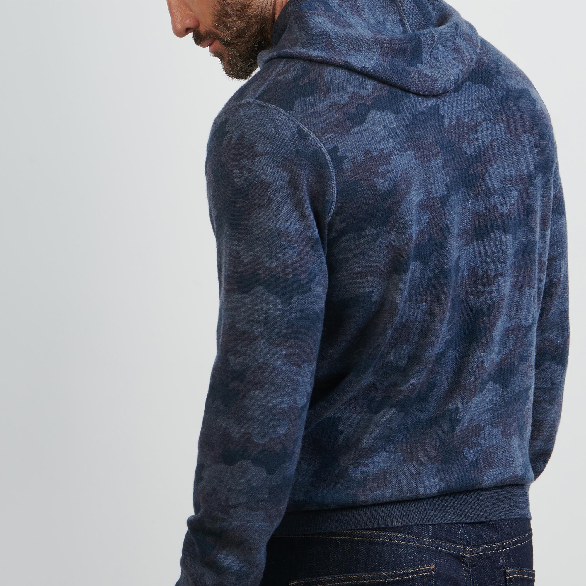 Peter Millar Reversible Camo Popover Mens Hoodie Blue Haze